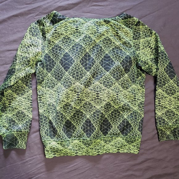 Nike Pullover Hoodie Dri-Fit Size XS 4 Lime Green On Black Base 100% Polyester - Picture 3 of 5
